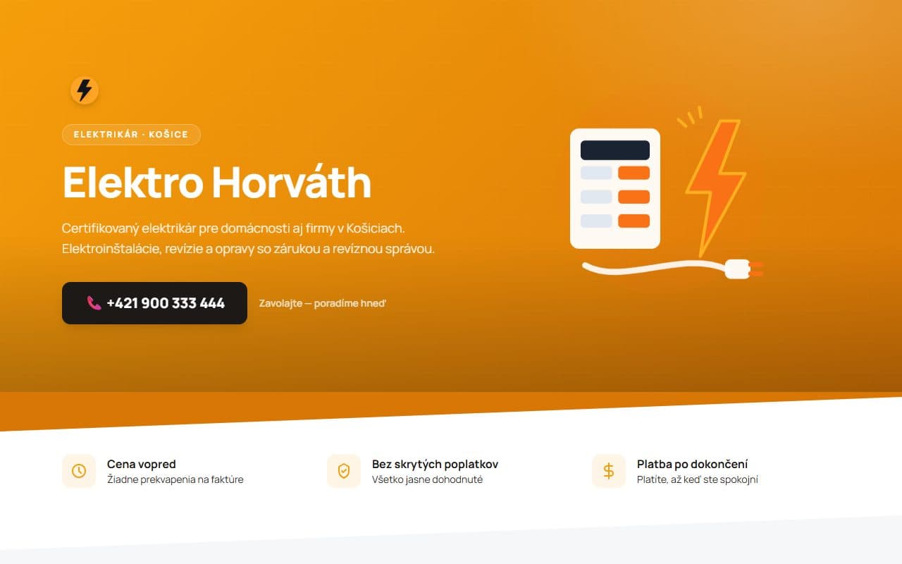 Náhľad stránky Elektro Horváth