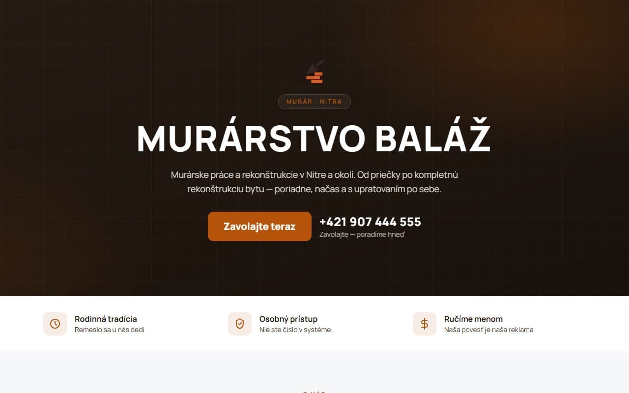 Náhľad stránky Murárstvo Baláž