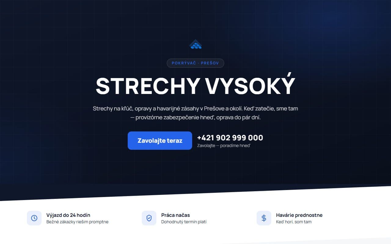 Náhľad stránky Strechy Vysoký