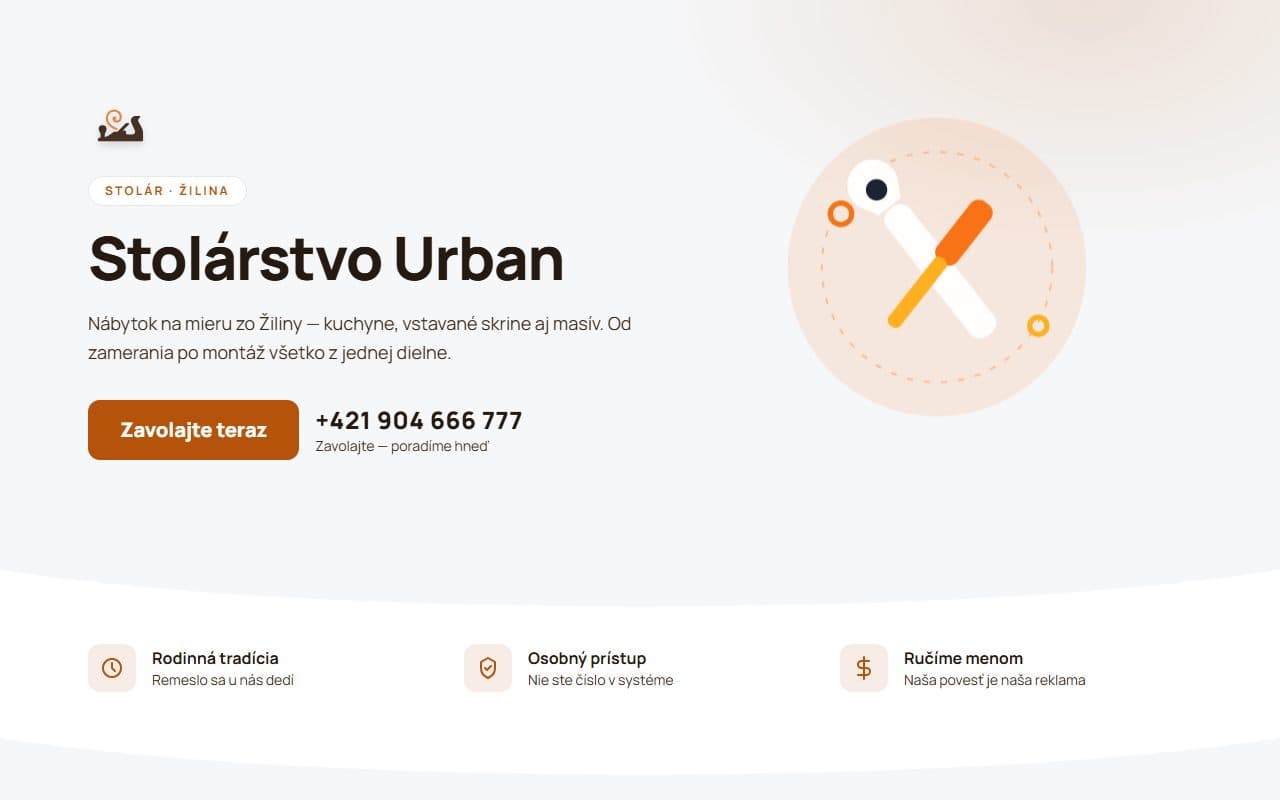 Náhľad stránky Stolárstvo Urban
