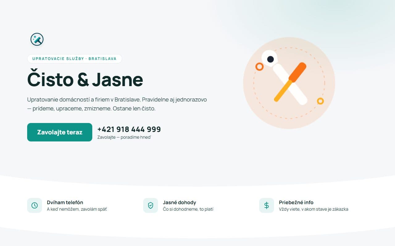 Náhľad stránky Čisto & Jasne
