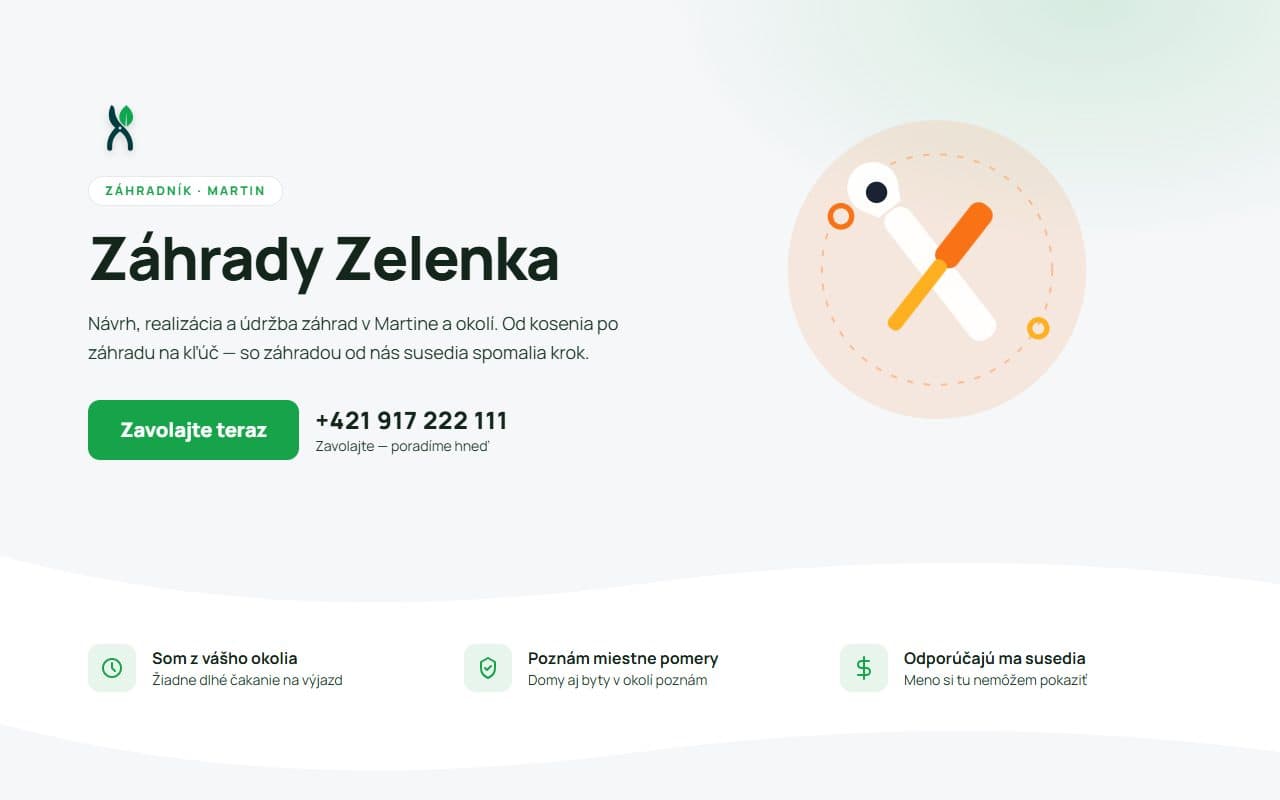 Náhľad stránky Záhrady Zelenka