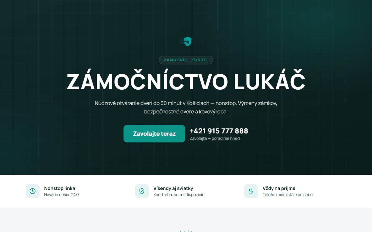 Náhľad stránky Zámočníctvo Lukáč